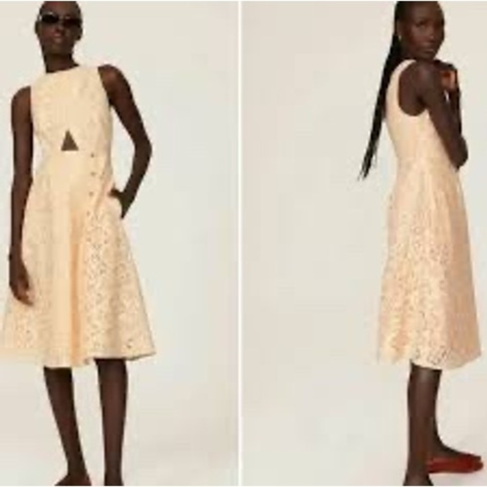 Pamela Love Laceβ Midi Dress Womens Small Cream Excellent Cutout Button Front